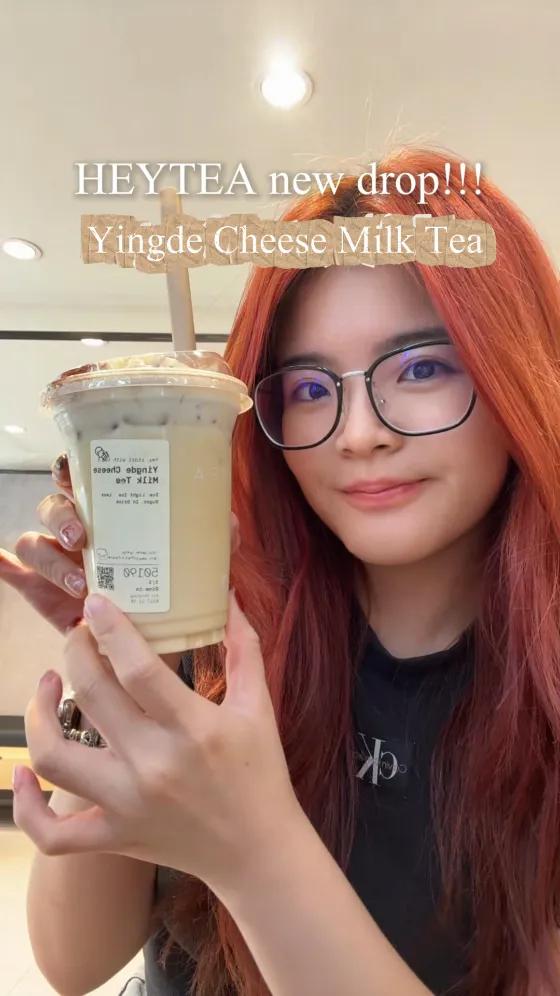 Heytea x Yingde cheese milk tea, published on @ono.slurpslurp